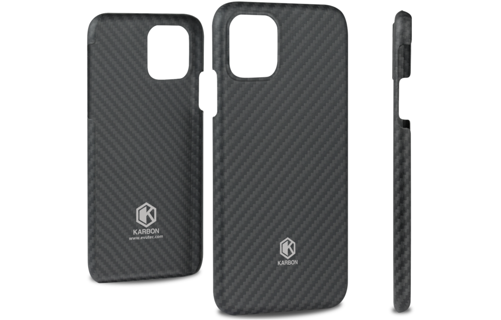 Evutec Karbon Value Thin Series 0.7mm Aramid Fiber Case for IPhone 11 Pro Max - Black