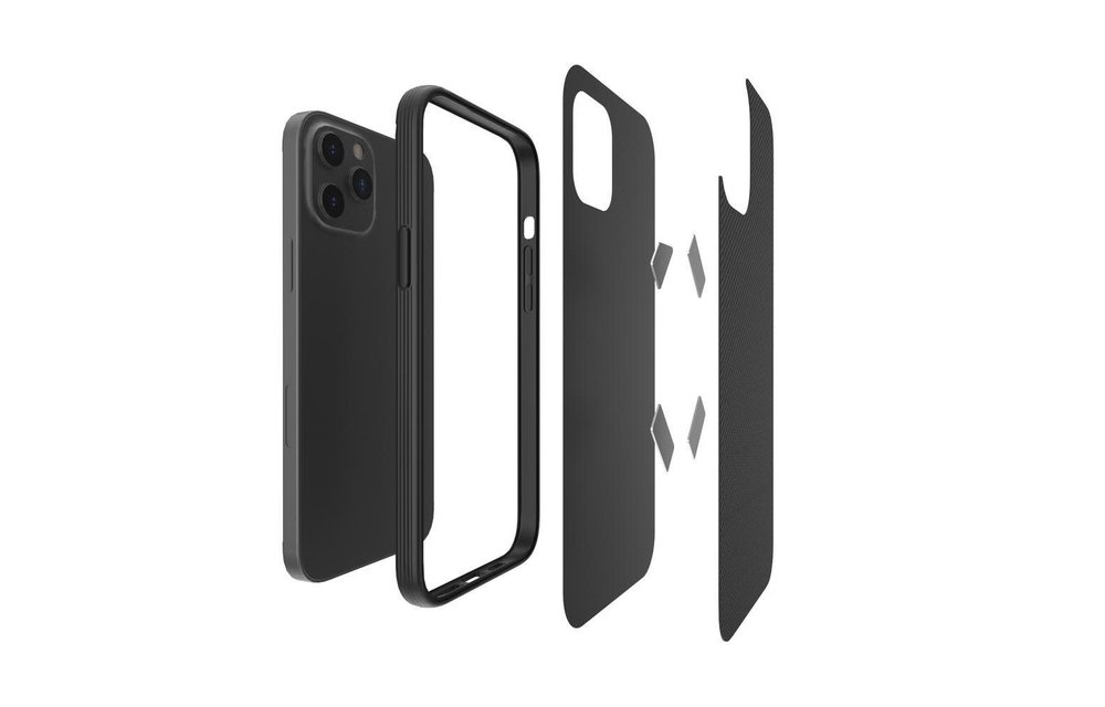 Evutec Ballistic Nylon Aergo Series Case With Afix for iPhone 12 Pro Max - Black