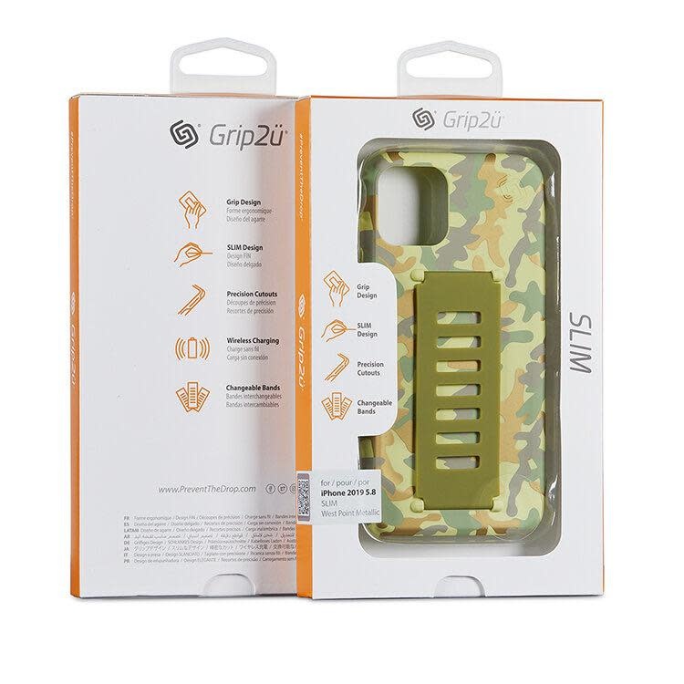 Grip2u Slim Multiple Hand Grip Case for iPhone 11 Pro - West Point Metallic