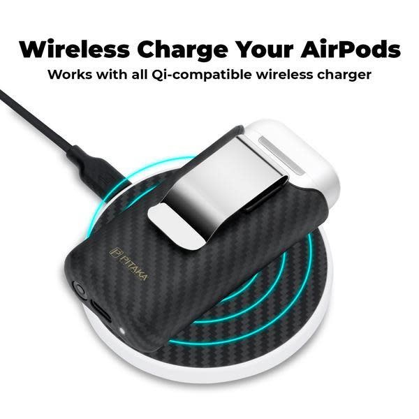 Pitaka AirPodPal Carbon Case for Airpods Inbuilt with Power Bank 1200mAh - Premium