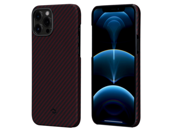 Pitaka Aramid Karbon Fiber MagEz Case for iPhone 12 Pro Max - Black/Red Twill