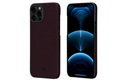 Pitaka Aramid Karbon Fiber MagEz Case for iPhone 12 Pro Max - Black/Red Twill