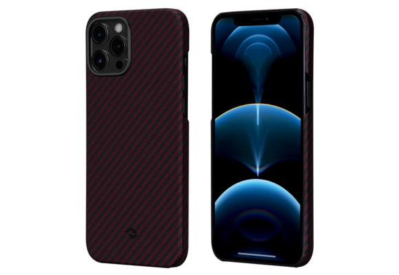 Pitaka Aramid Karbon Fiber MagEz Case for iPhone 12 Pro Max - Black/Red Twill