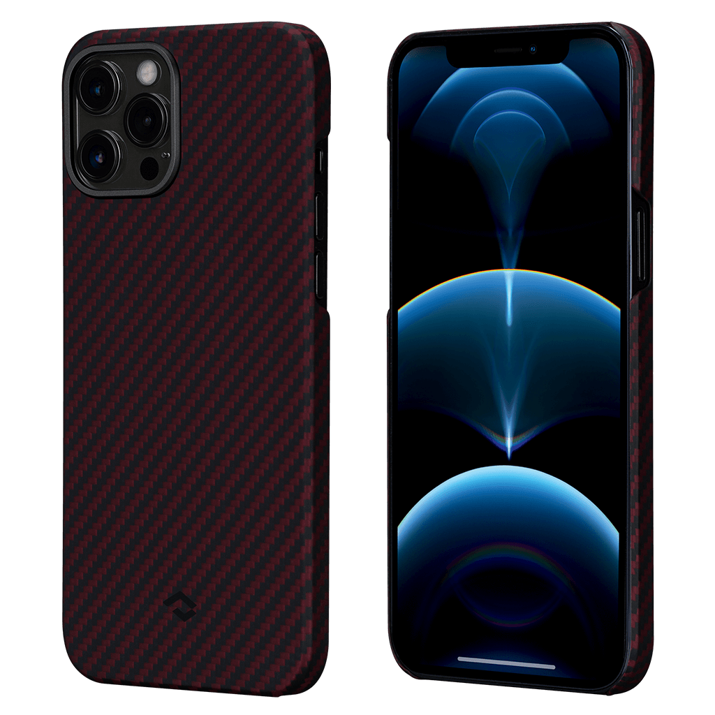 Pitaka Aramid Karbon Fiber MagEz Case for iPhone 12 Pro Max - Black/Red Twill