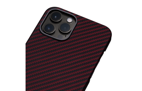 Pitaka Aramid Karbon Fiber MagEz Case for iPhone 12 Pro Max - Black/Red Twill