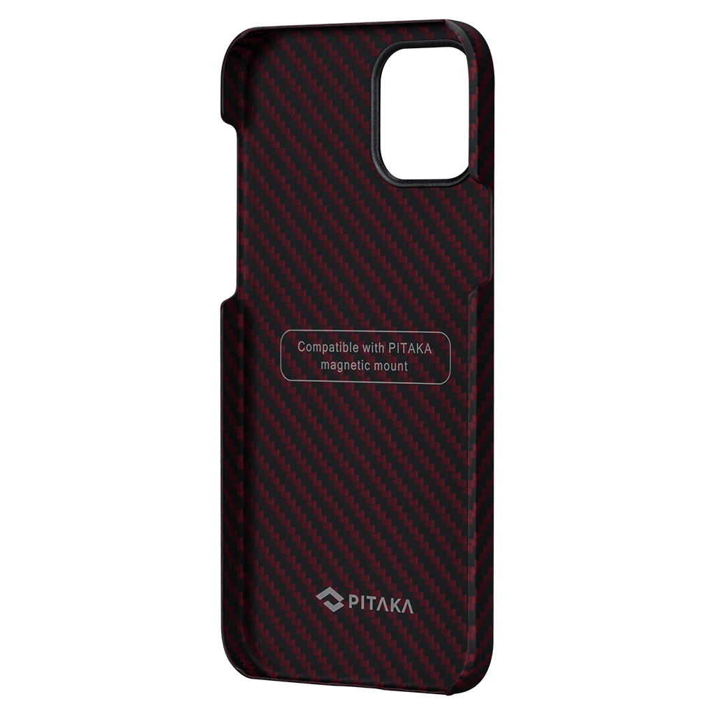 Pitaka Aramid Karbon Fiber MagEz Case for iPhone 12 Pro Max - Black/Red Twill