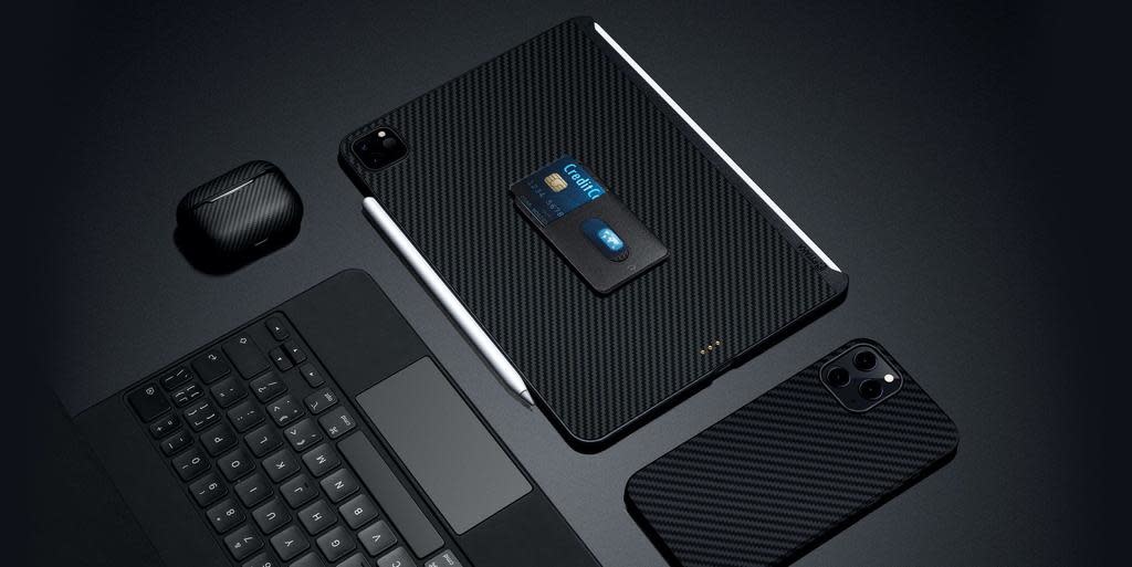 Pitaka Aramid Karbon Fiber MagEZ Case for iPad Pro 12.9” 4th-Gen (fit Smart/MagicKeyboard) - Black/Blue Twill