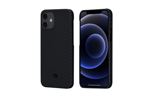 Pitaka Aramid Karbon Fiber MagEZ Case & In-Car Wireless Charging Kit iPhone 12 Mini - Black/Grey Twill