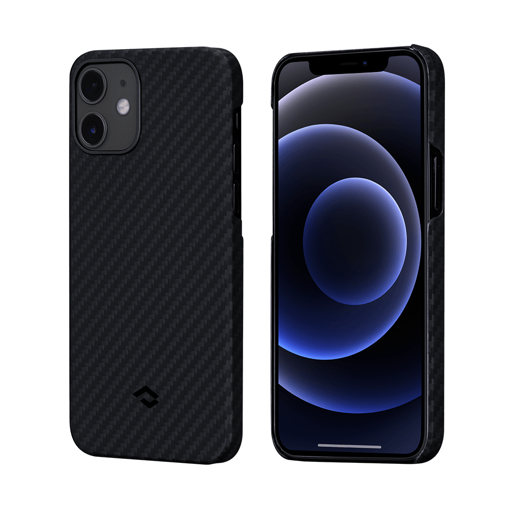 Pitaka Aramid Karbon Fiber MagEZ Case & In-Car Wireless Charging Kit iPhone 12 Mini - Black/Grey Twill