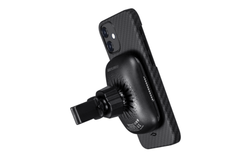Pitaka Aramid Karbon Fiber MagEZ Case & In-Car Wireless Charging Kit iPhone 12 Mini - Black/Grey Twill