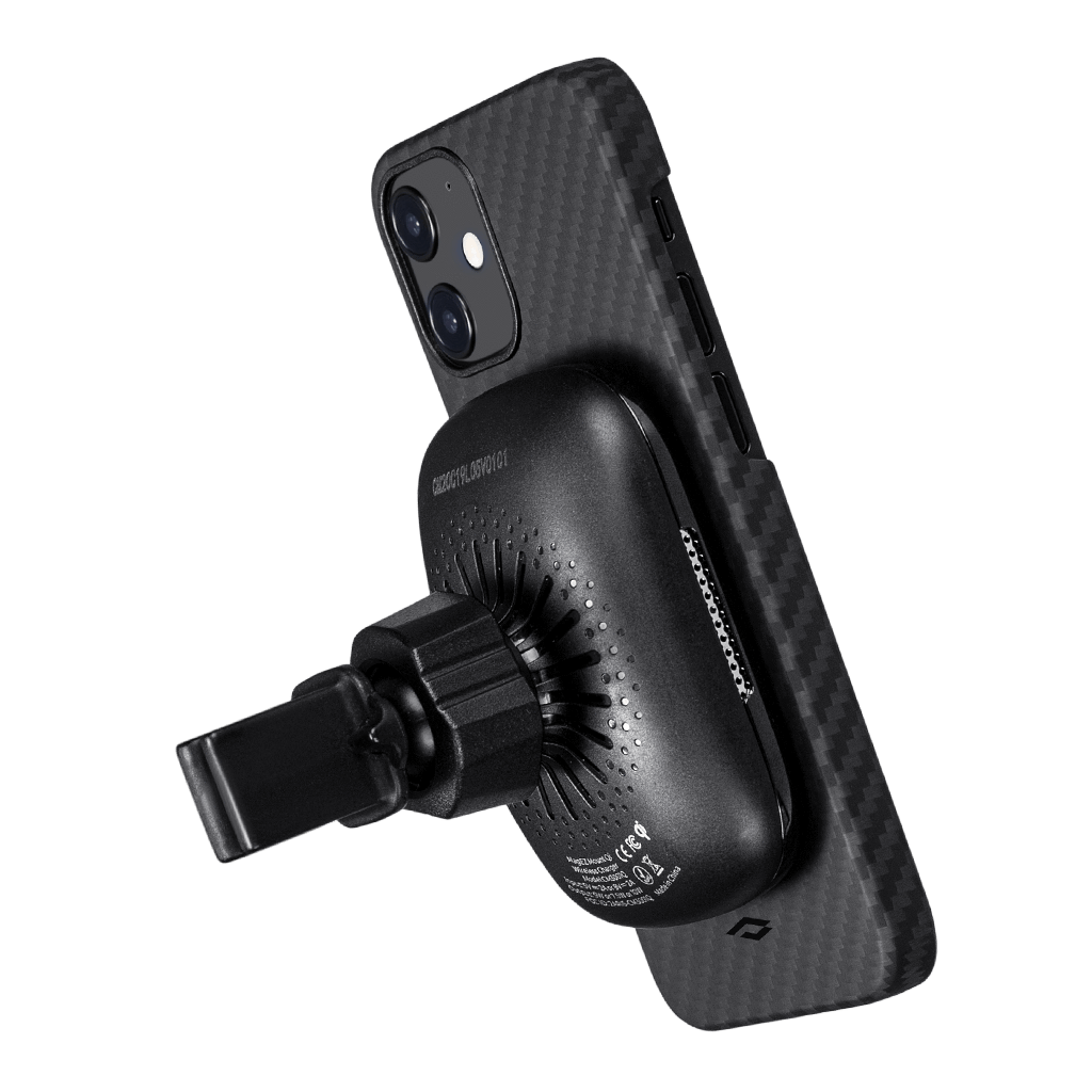 Pitaka Aramid Karbon Fiber MagEZ Case & In-Car Wireless Charging Kit iPhone 12 Mini - Black/Grey Twill