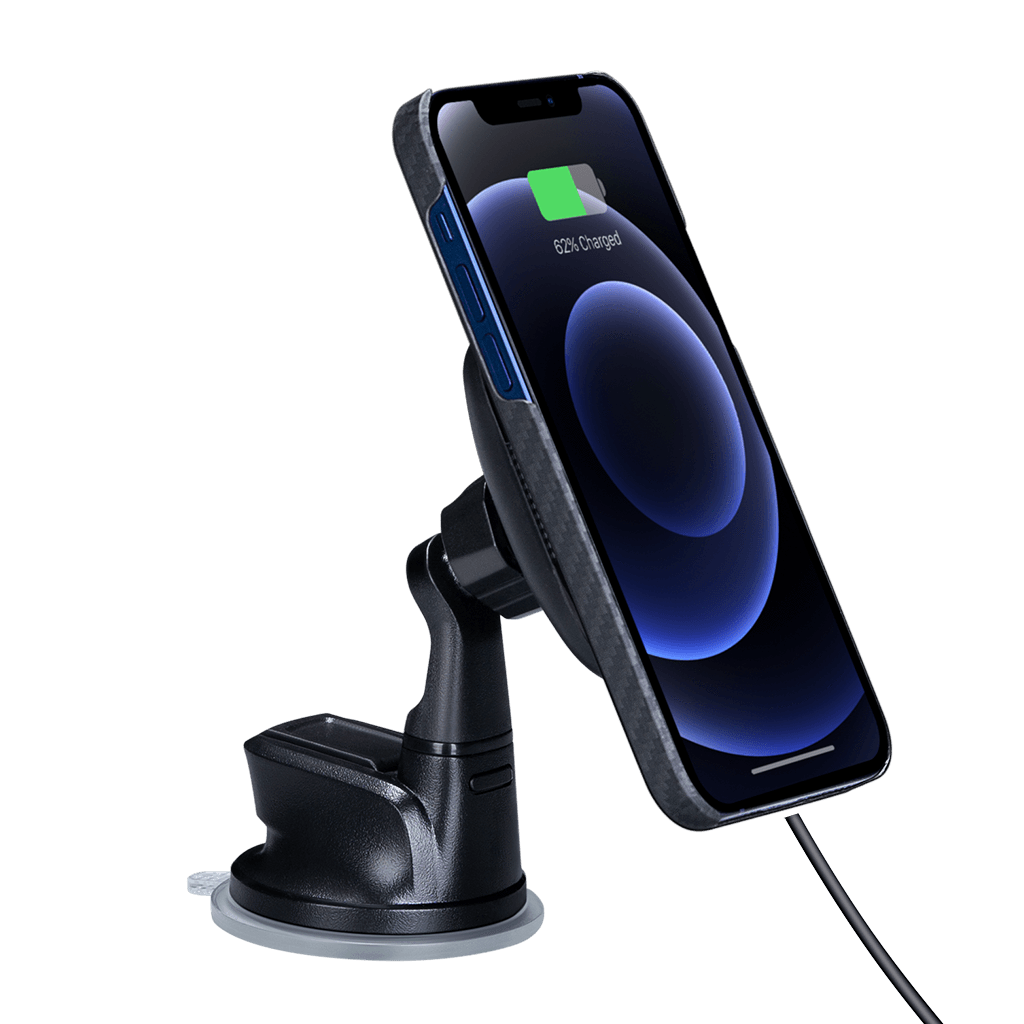 Pitaka Aramid Karbon Fiber MagEZ Case & In-Car Wireless Charging Kit iPhone 12 Mini - Black/Grey Twill