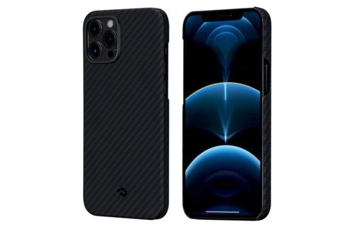 Pitaka Aramid Karbon Fiber MagEZ Case & In-Car Wireless Charging Kit iPhone 12 Pro Max - Black/Grey Twill