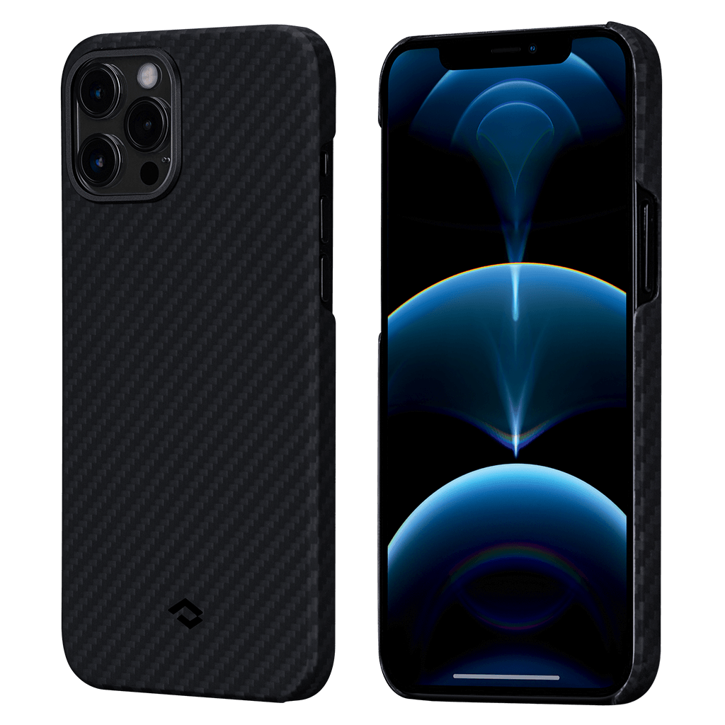 Pitaka Aramid Karbon Fiber MagEZ Case & In-Car Wireless Charging Kit iPhone 12 Pro Max - Black/Grey Twill