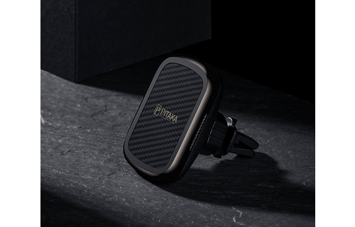 Pitaka Aramid Karbon Fiber MagEZ Case & In-Car Wireless Charging Kit iPhone 12 Pro Max - Black/Grey Twill