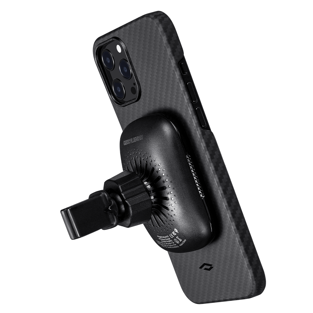 Pitaka Aramid Karbon Fiber MagEZ Case & In-Car Wireless Charging Kit iPhone 12 Pro Max - Black/Grey Twill