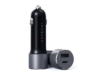 Satechi Type-C 72W PD Car Charger Dual Port (USB-C, 60W+ USB-A, 12W) - Space Gray