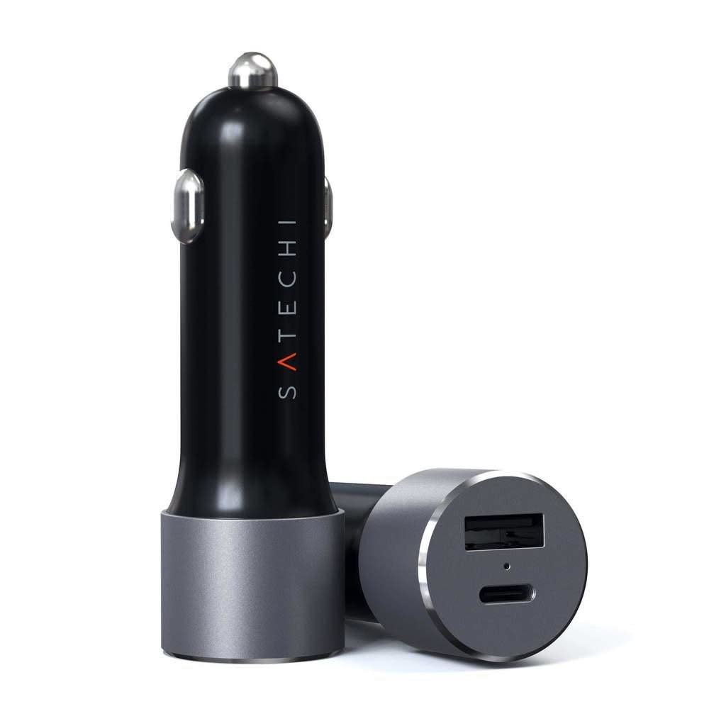 Satechi Type-C 72W PD Car Charger Dual Port (USB-C, 60W+ USB-A, 12W) - Space Gray