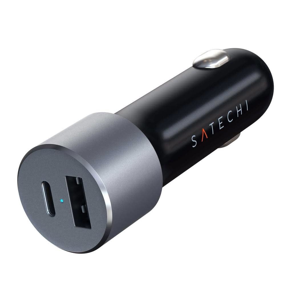 Satechi Type-C 72W PD Car Charger Dual Port (USB-C, 60W+ USB-A, 12W) - Space Gray