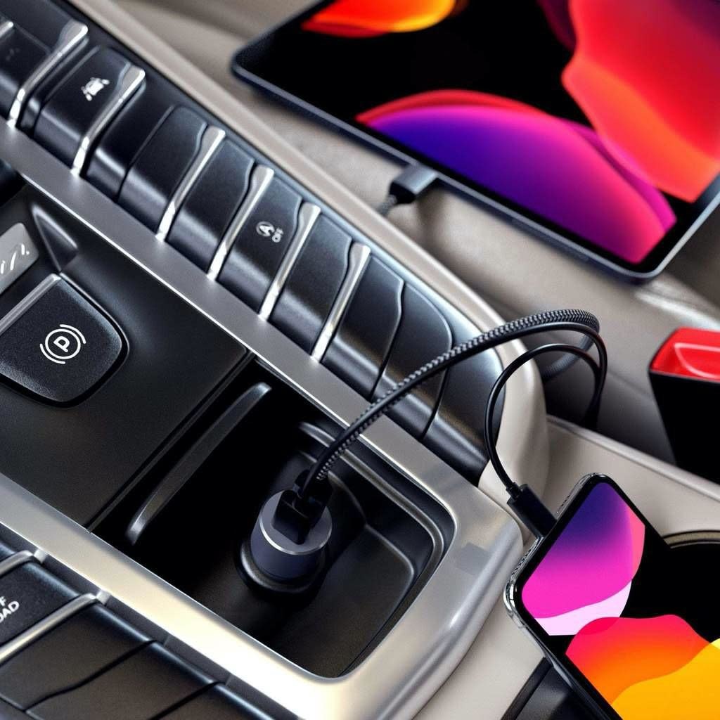 Satechi Type-C 72W PD Car Charger Dual Port (USB-C, 60W+ USB-A, 12W) - Space Gray