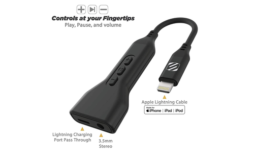 SCOSCHE Lighting to 3.5mm Audio Adapter and Lighting Charge Port - Black