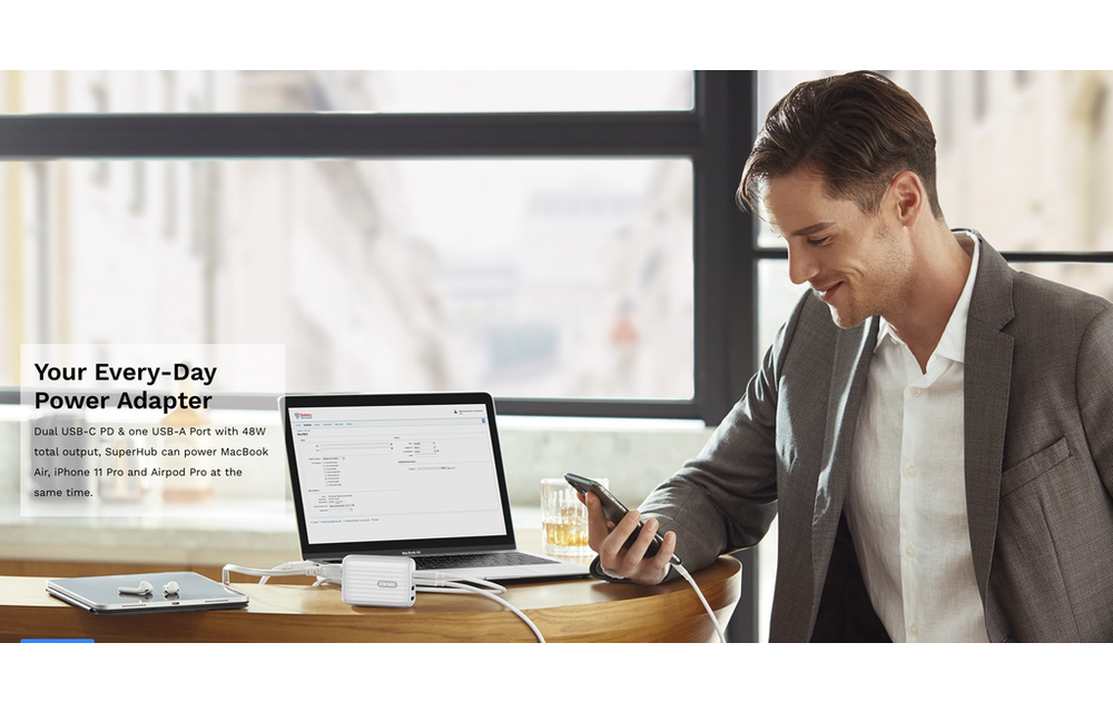 Zendure SuperHub 2-in-1 Power Adapter PD With HDMI 48W - Black