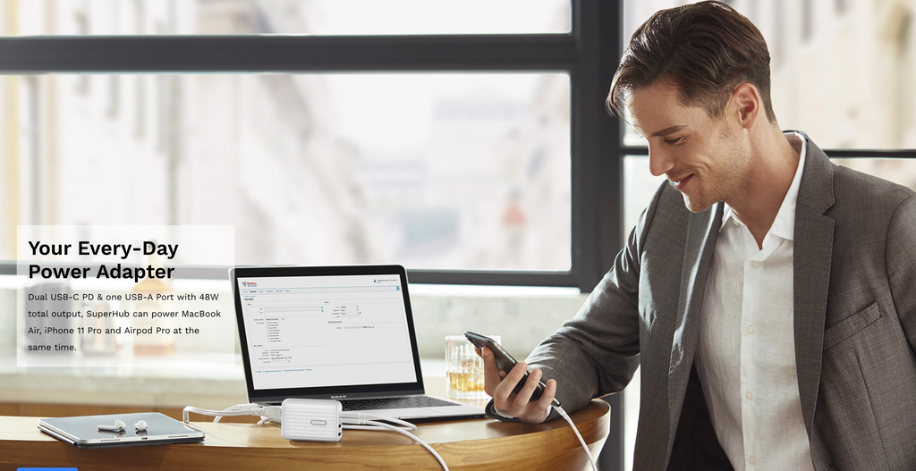 Zendure SuperHub 2-in-1 Power Adapter PD With HDMI 48W - Black