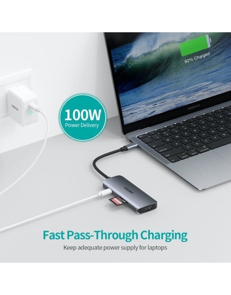 Choetech Choetech 7-In-1 USB-C MultiFunction Adapter - Gray