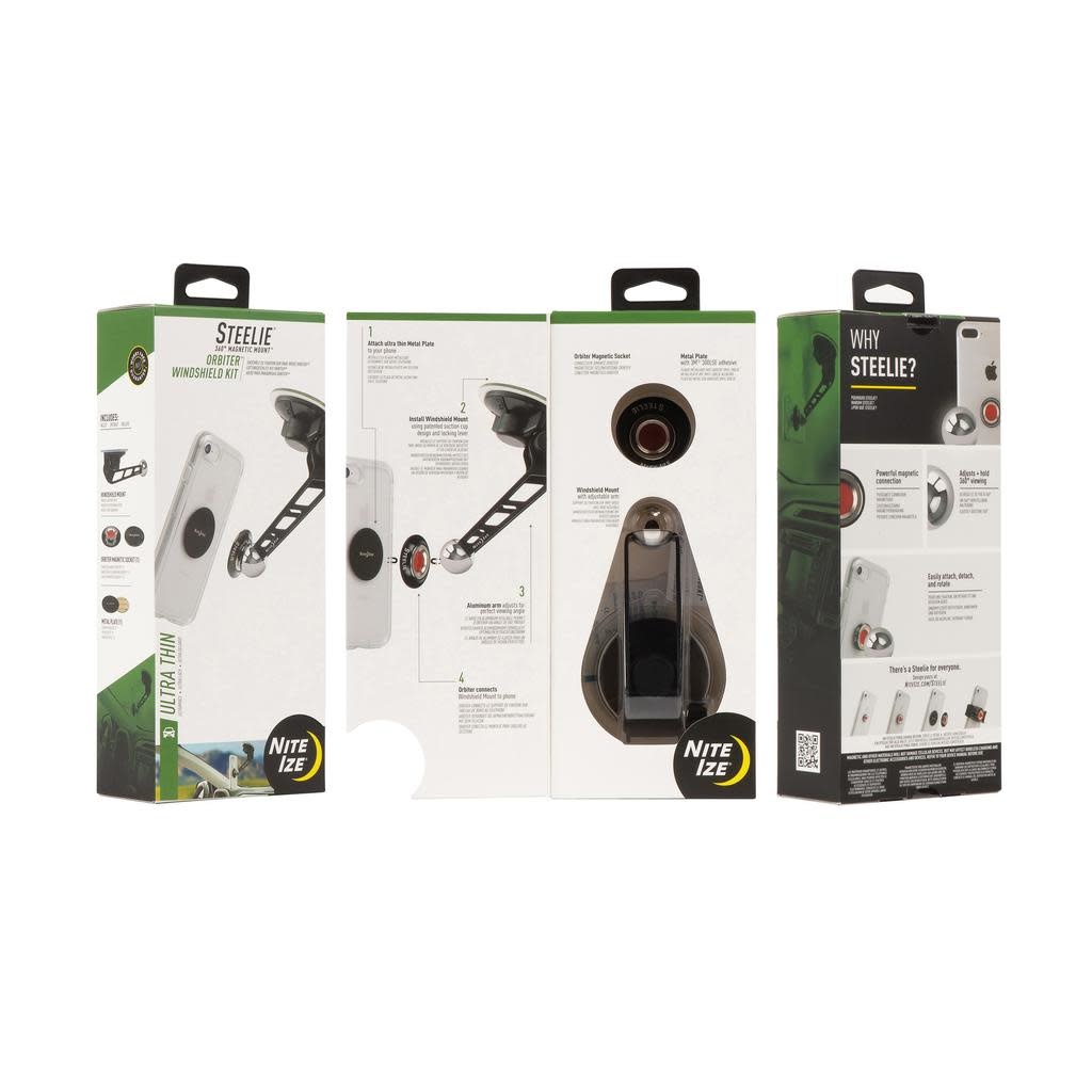 Nite Ize Steelie Orbiter Windshield Mount Kit - Silver and Black