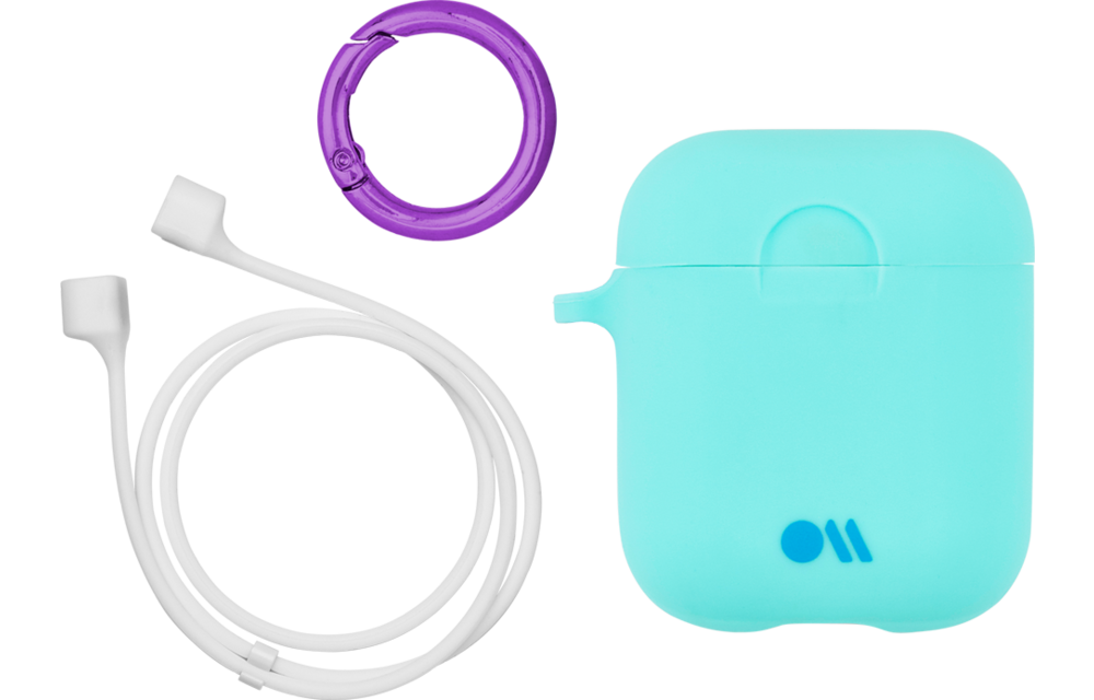 Case Mate Hook Ups Neon Apple Airpod 1/2 Case and Neck Strap - Aqua
