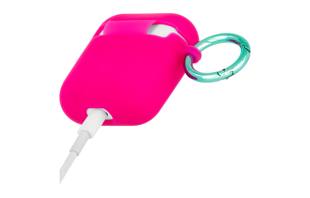 Case Mate Hook Ups Neon Apple Airpod 1/2 Case and Neck Strap - Fuchsia