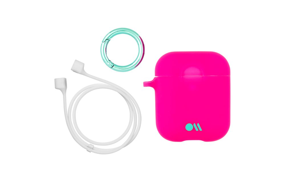 Case Mate Hook Ups Neon Apple Airpod 1/2 Case and Neck Strap - Fuchsia