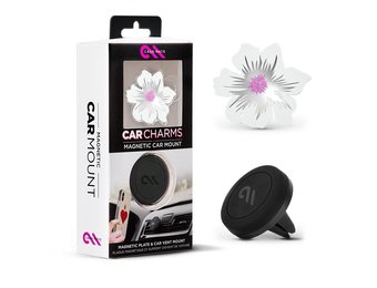 Case Mate Car Charms Magnetic Vent Mount Kit - White Silver Flower