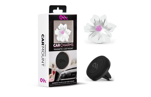 Case Mate Car Charms Magnetic Vent Mount Kit - White Silver Flower