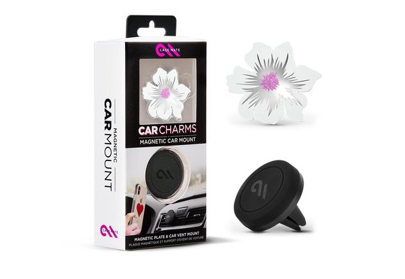 Case Mate Car Charms Magnetic Vent Mount Kit - White Silver Flower