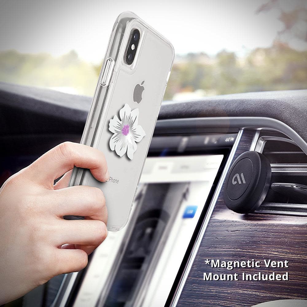 Case Mate Car Charms Magnetic Vent Mount Kit - White Silver Flower