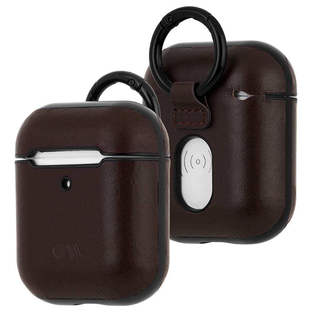 Case Mate Hook Ups Leather Apple Airpod 1/2 Case and Neck Strap - Tobacco Brown