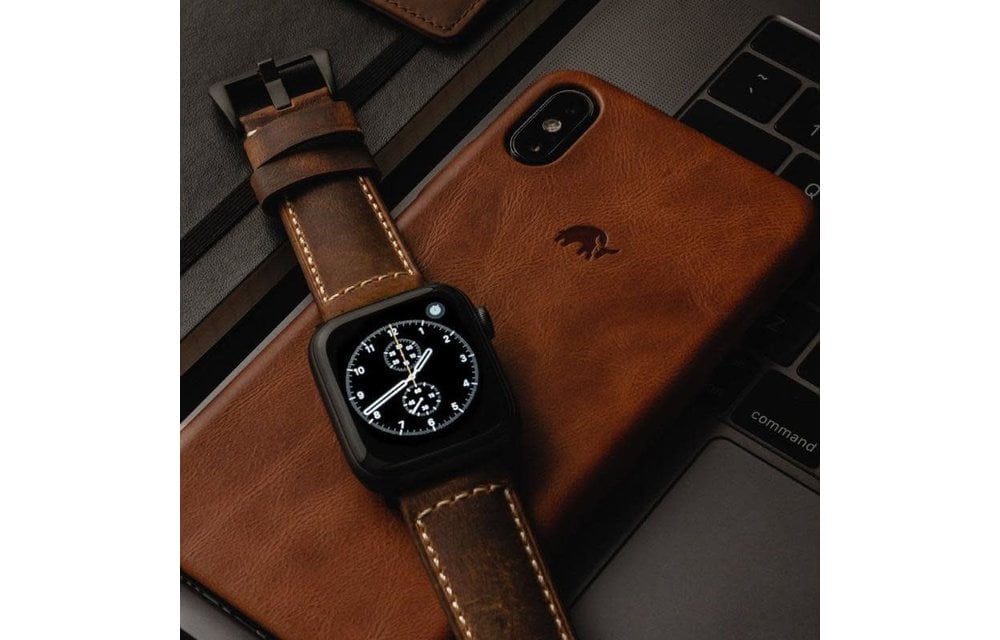 Bull Strap Genuine Bold Leather Strap for Apple Watch 38/40/41mm - Vintage/Black