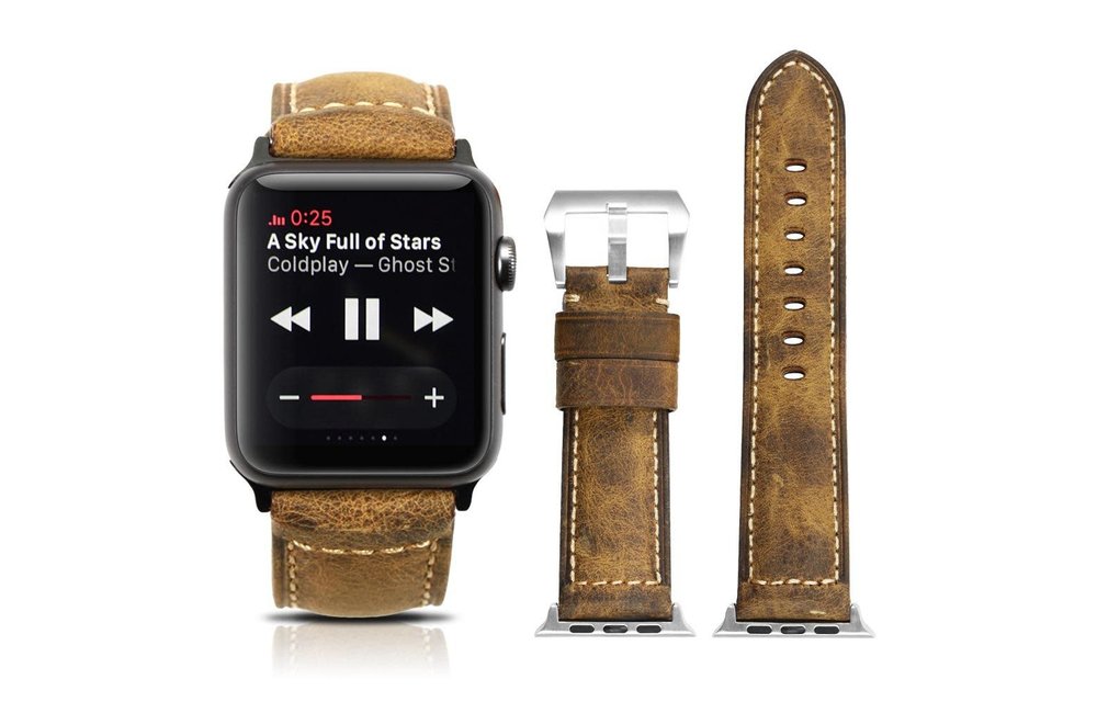 Bull Strap Genuine Bold Leather Strap for Apple Watch 42/44/45mm - Vintage/Black