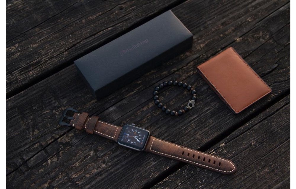 Bull Strap Genuine Bold Leather Strap for Apple Watch 42/44/45mm - Vintage/Black