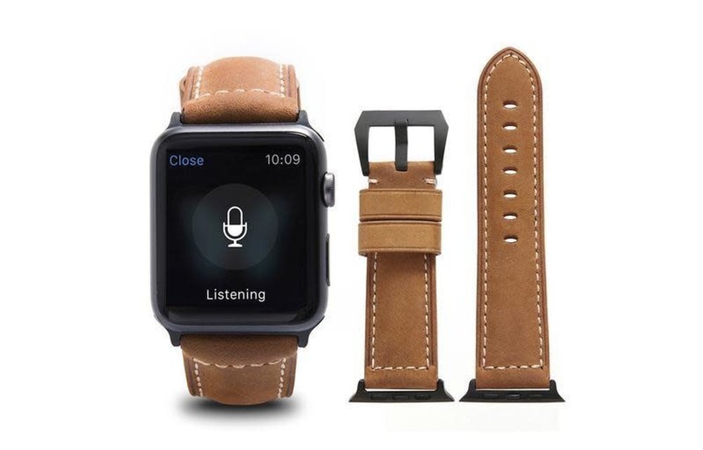 Bull Strap Genuine Bold Leather Strap for Apple Watch 38/40/41mm - Classic/Sliver