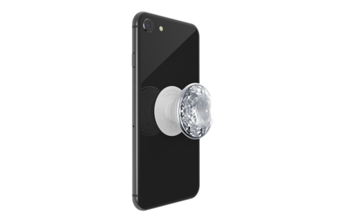 PopSockets PopGrips Swappable Abstract Device Stand and Grip - Disco Crystal Silver