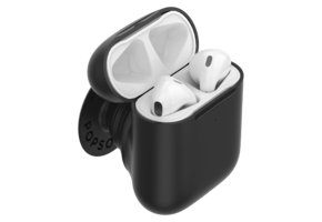 PopSockets PopGrips Swappable AirPods Case+Holder Device Stand and Grip - Black