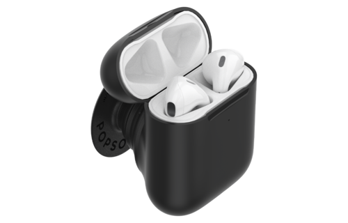 PopSockets PopGrips Swappable AirPods Case+Holder Device Stand and Grip - Black
