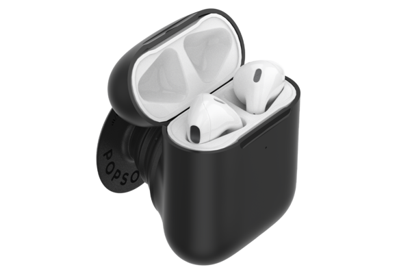 PopSockets PopGrips Swappable AirPods Case+Holder Device Stand and Grip - Black