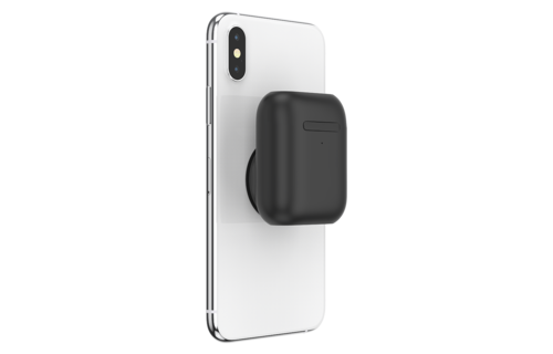 PopSockets PopGrips Swappable AirPods Case+Holder Device Stand and Grip - Black