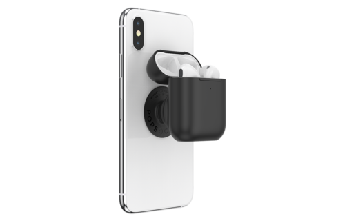 PopSockets PopGrips Swappable AirPods Case+Holder Device Stand and Grip - Black