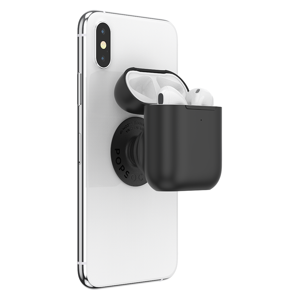 PopSockets PopGrips Swappable AirPods Case+Holder Device Stand and Grip - Black