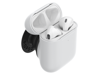 PopSockets PopGrips Swappable AirPods Case+Holder Device Stand and Grip - White