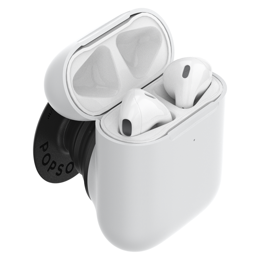PopSockets PopGrips Swappable AirPods Case+Holder Device Stand and Grip - White
